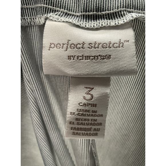 Chico's Gray Striped Capri Pants - Size 3 - Picture 3 of 4